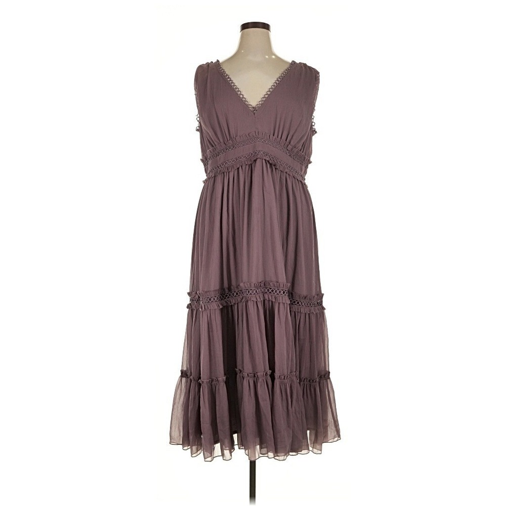 ASOS Design Tiered Midi Dress Women's 18W Mauve Crochet Boho